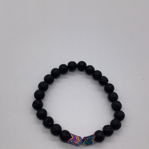 Cundo Lava Rock Beads Stretch Bracelet With Multicolor Accent - Picture 10 of 10